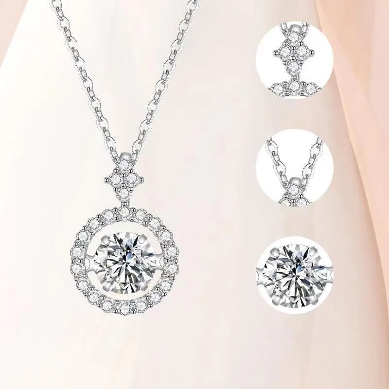Brilliant Beating Heart 1 Carat Diamond Pendant Necklace - GRA Certified Moissanite