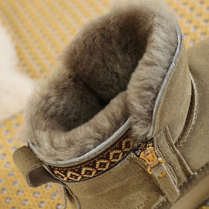 Faux Wool Plush Warm Winter Side Zip Snow Boots