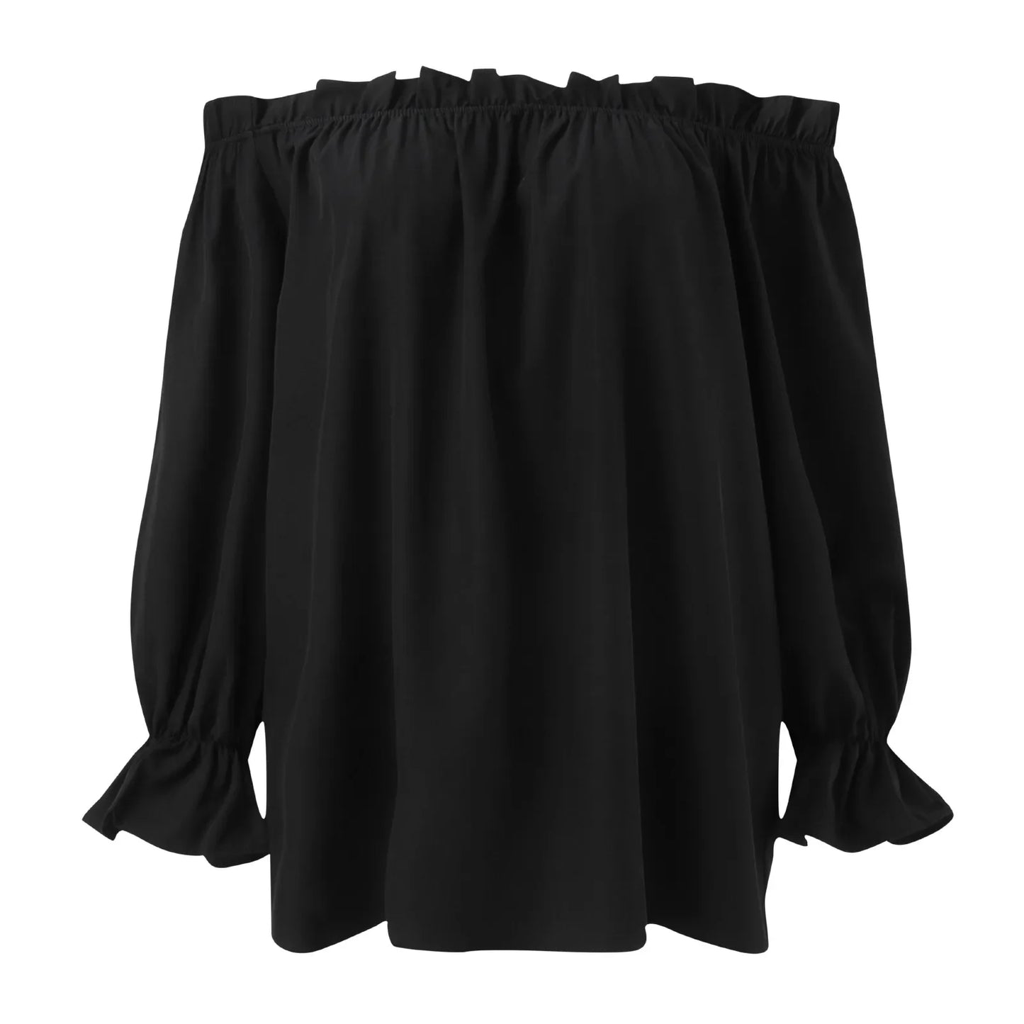 Black Modern Classic Fit Off Shoulder  O-Neck  Blouse Top