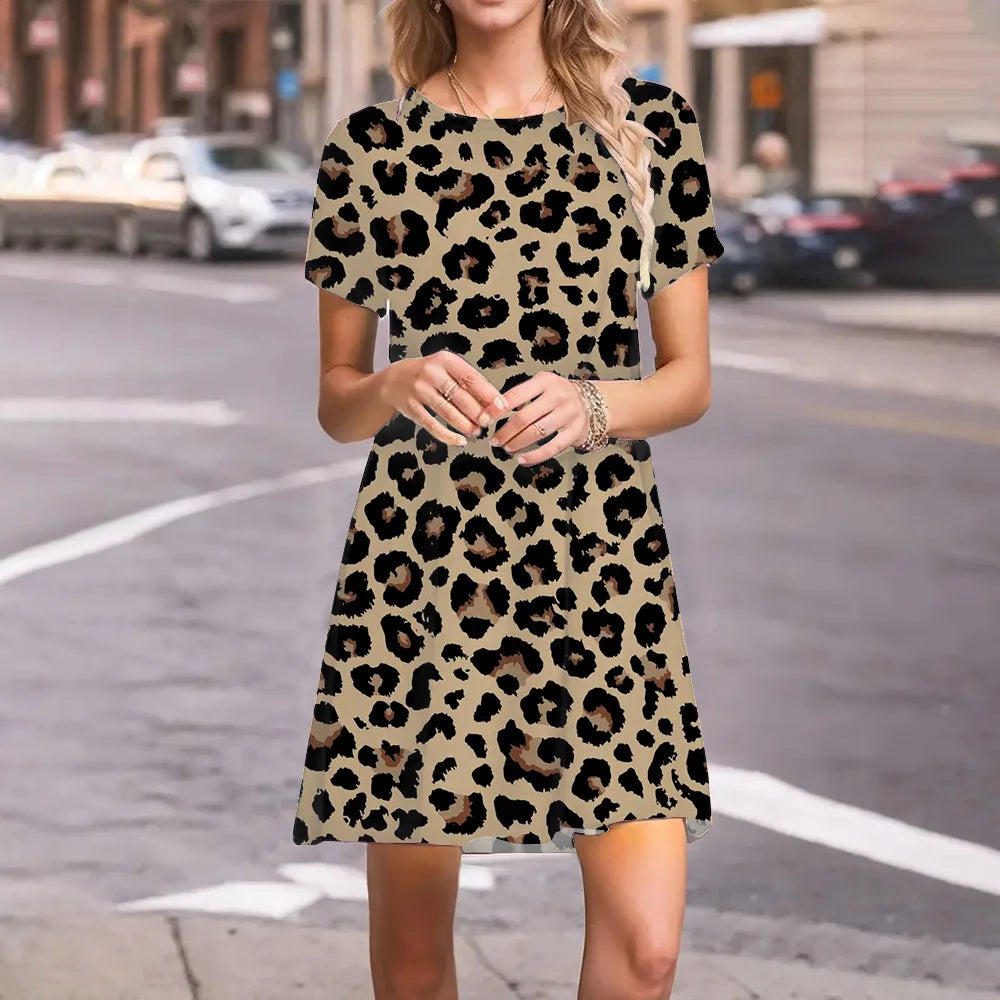 Fierce Girl Short Sleeve Leopard Print Dress