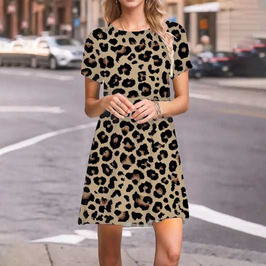 Fierce Girl Short Sleeve Leopard Print Dress