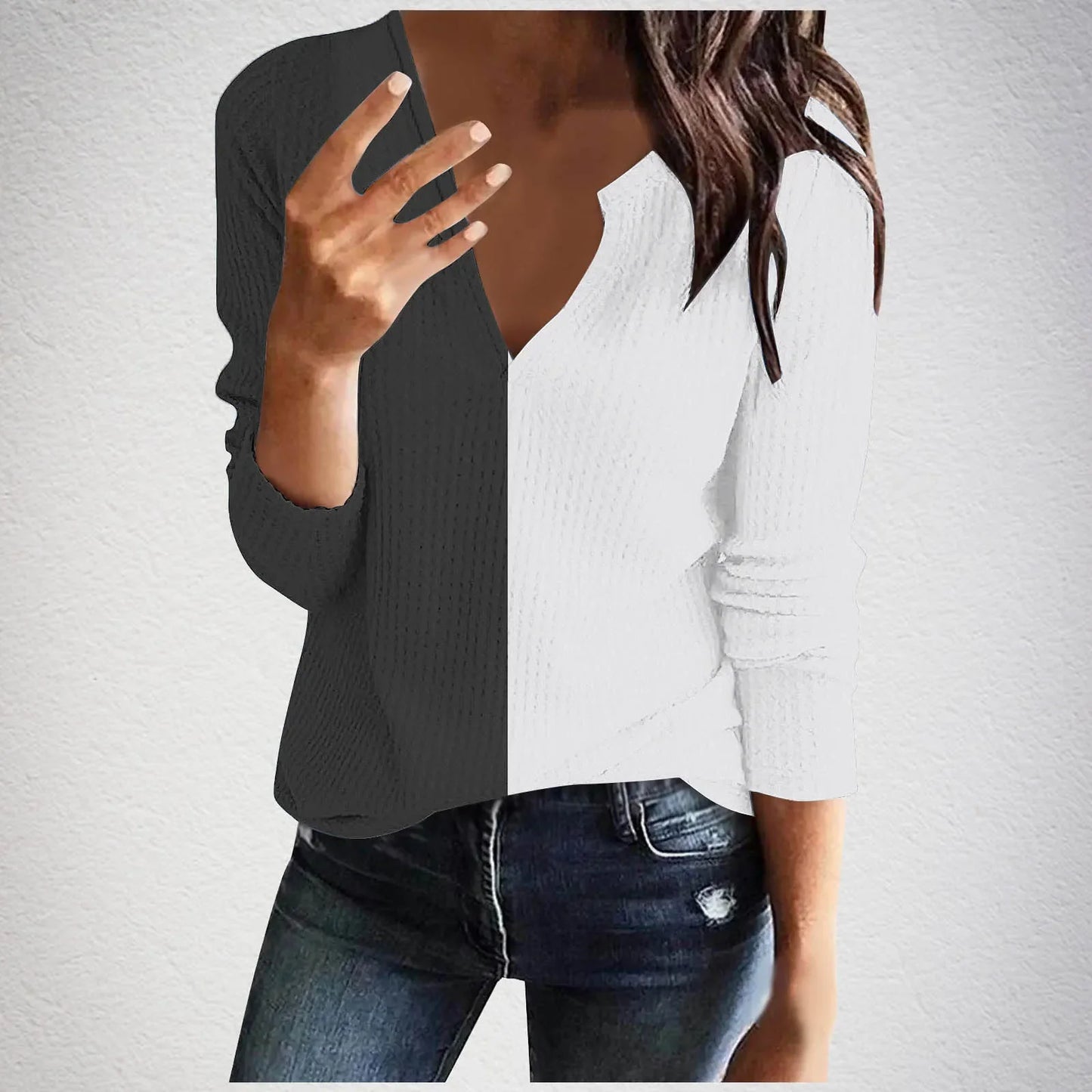 Elegant Sense  V-neck Sweater  with Long Sleeve