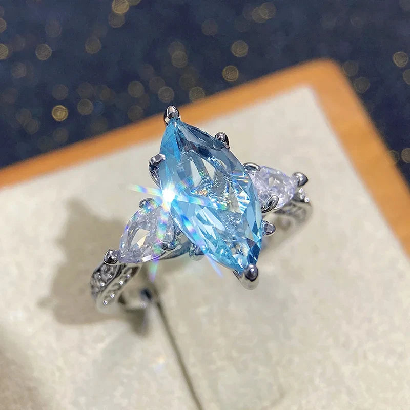 Sky Blue Topaz Marquise Stone Ring