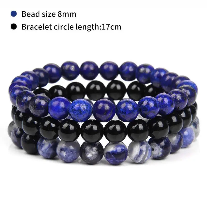 8mm Natural Stone Bracelets - 3 Piece Sets.