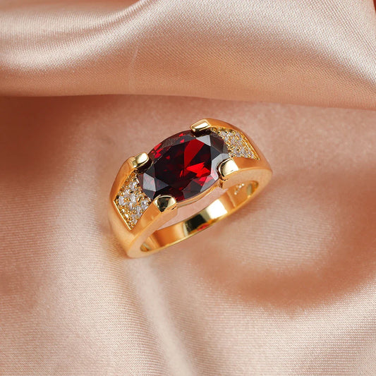 Oval Ruby Red Stone Ring