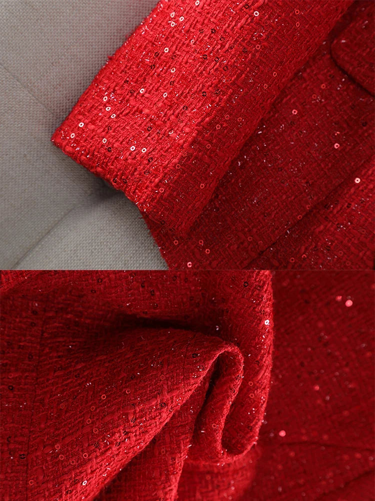 Sparkling Casual Blazer with Decoration Buttons