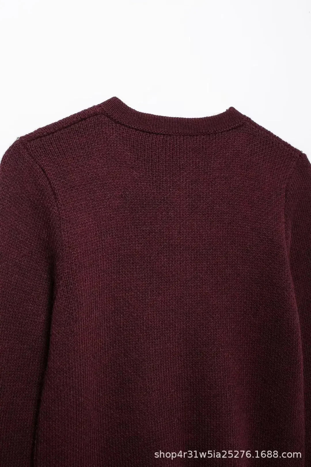 Knitted Jacket  Cardigan with Gold Buckle Decoration