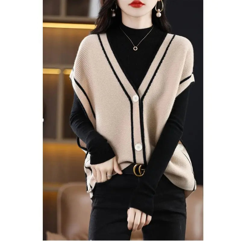 Versatile  V-neck Knitted Cardigan Vest