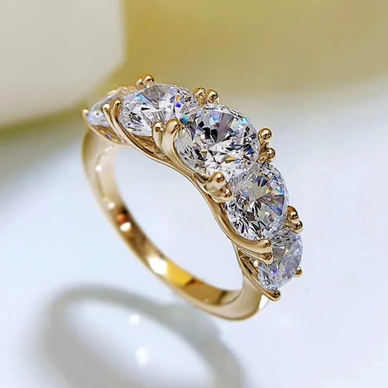 Sparkling Moissanite 5 Stone Diamond Cocktail/Promise Ring