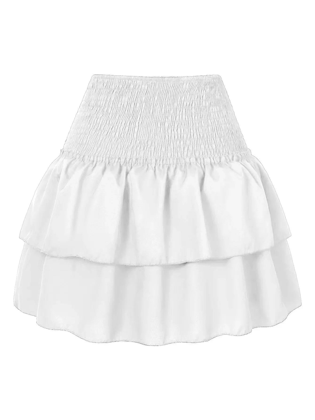 Floral Pleated Ruffled Edge  High Waist Short Skirts