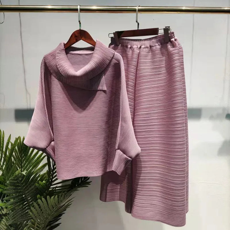 Perfected Charm Batwing Sleeve Top and Wide Leg Trousers Matching Set