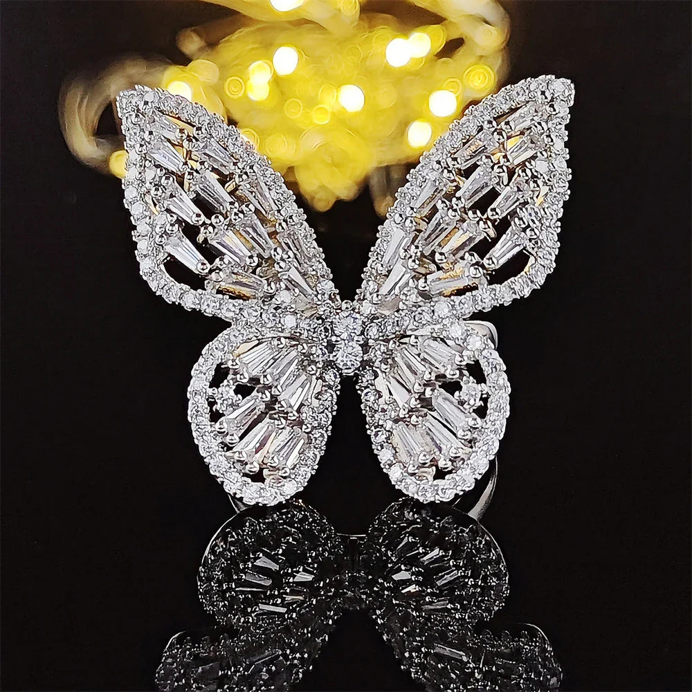 4 Piece Luxury Butterfly Set - Necklace, Bracelet, Earrings, Ring (Adjustable)