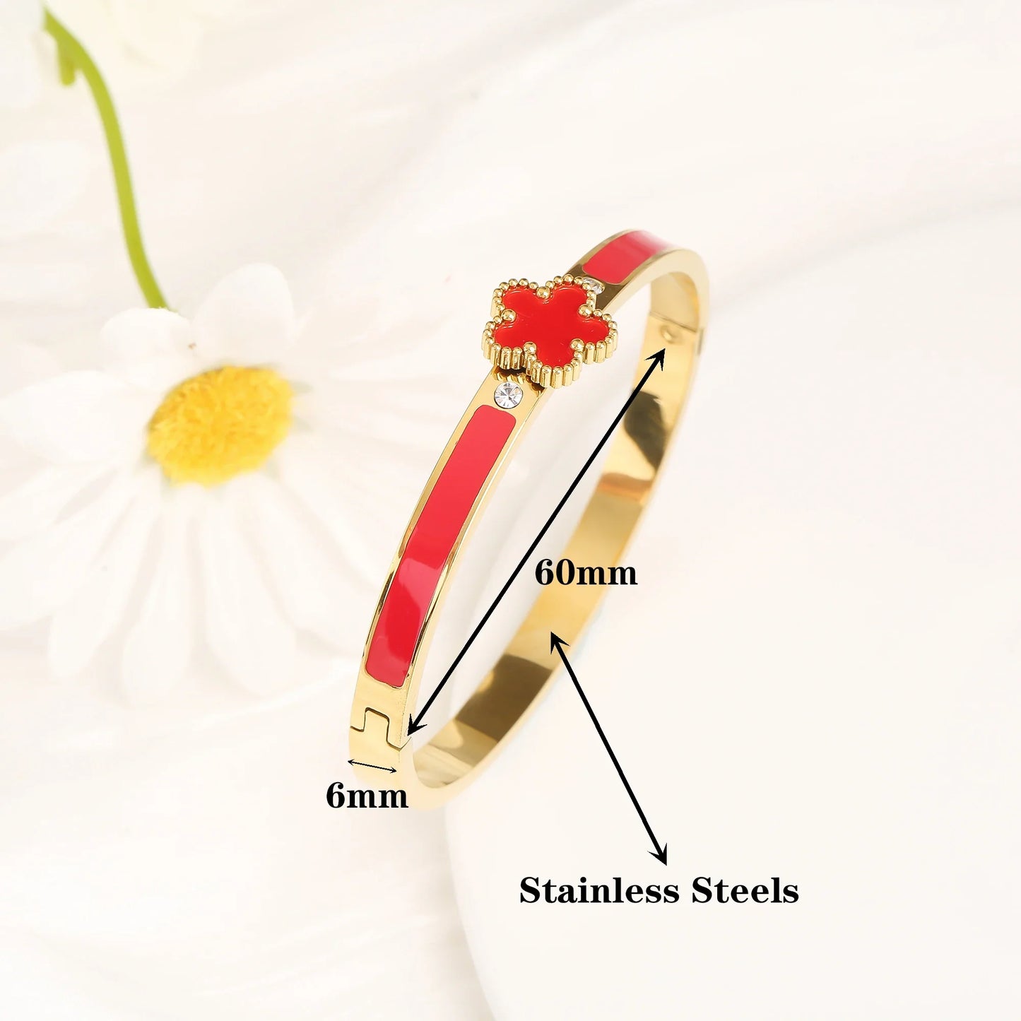Five-Leaf Flower Open Bangle Bracelet