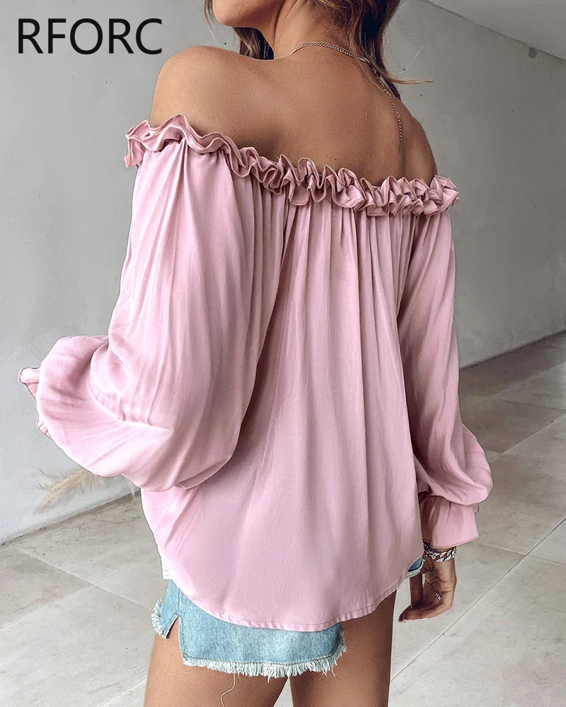 Lotus Flower Blouse with Lantern Sleeves