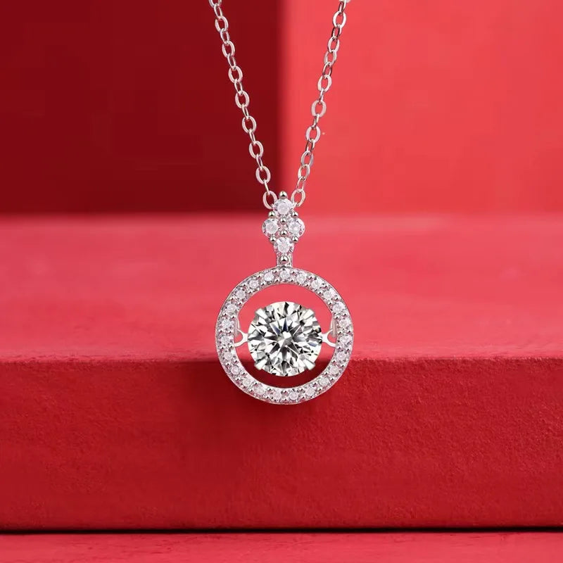 Brilliant Beating Heart 1 Carat Diamond Pendant Necklace - GRA Certified Moissanite