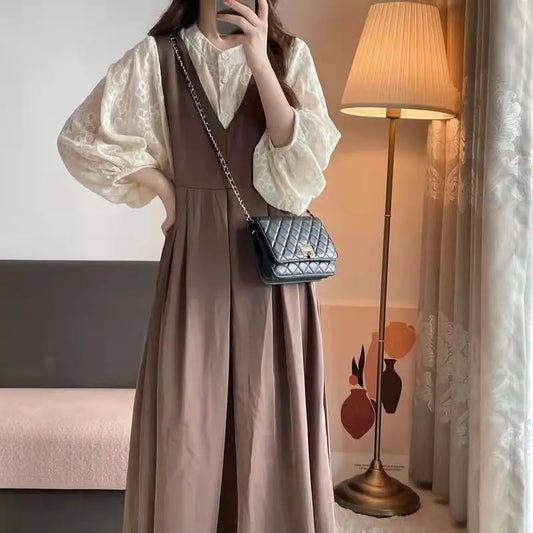 Leisure  French Vintage V-neck Strap Dresses