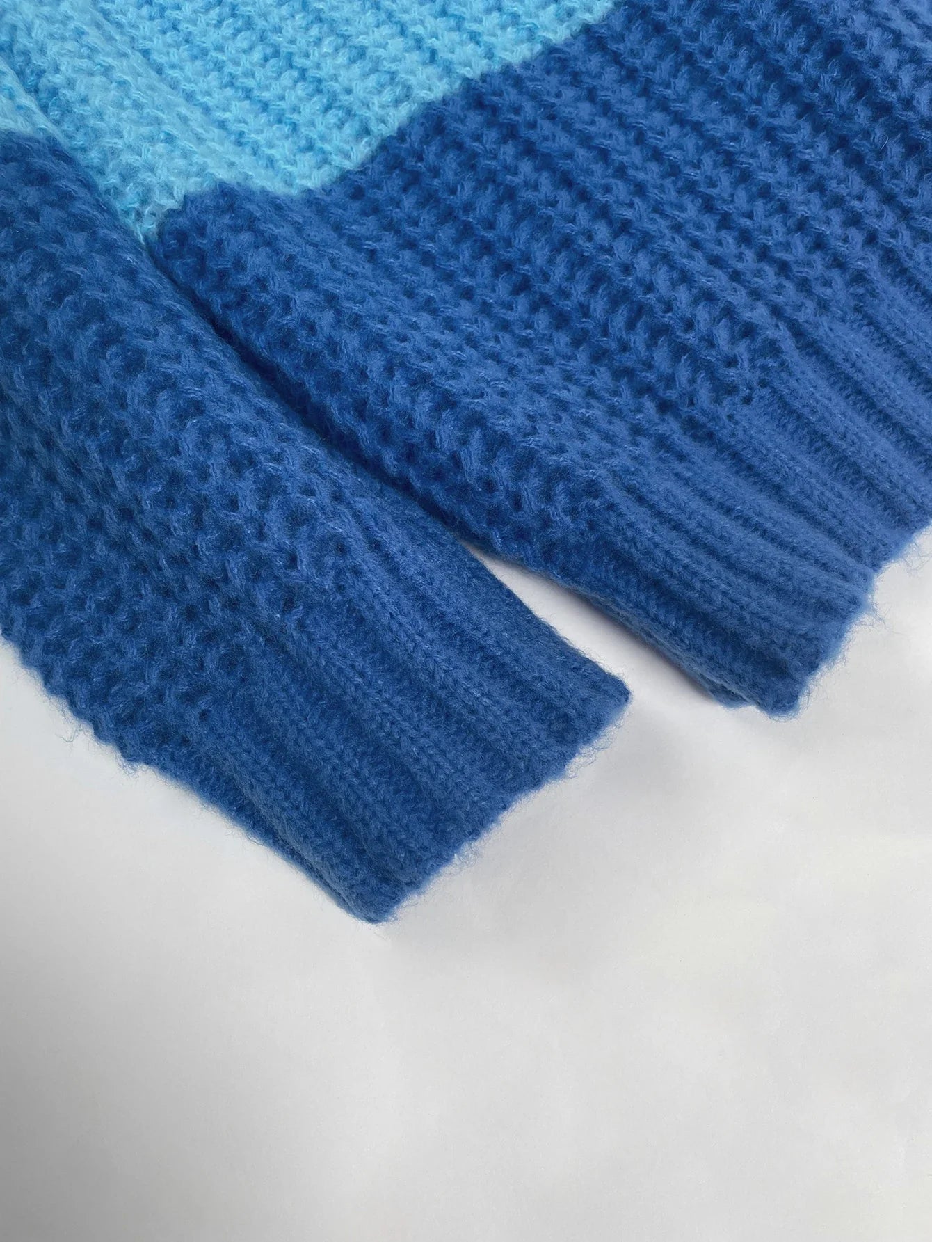 Off-The-Shoulde Color Contrast Batwing Sleeve Pullover Sweater