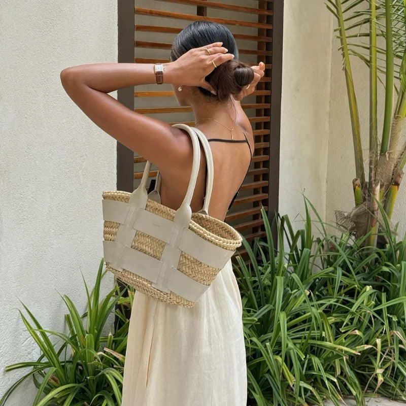 White and Black  Contrasting Color Hollow Out Sling Maxi Sleeveless Dress