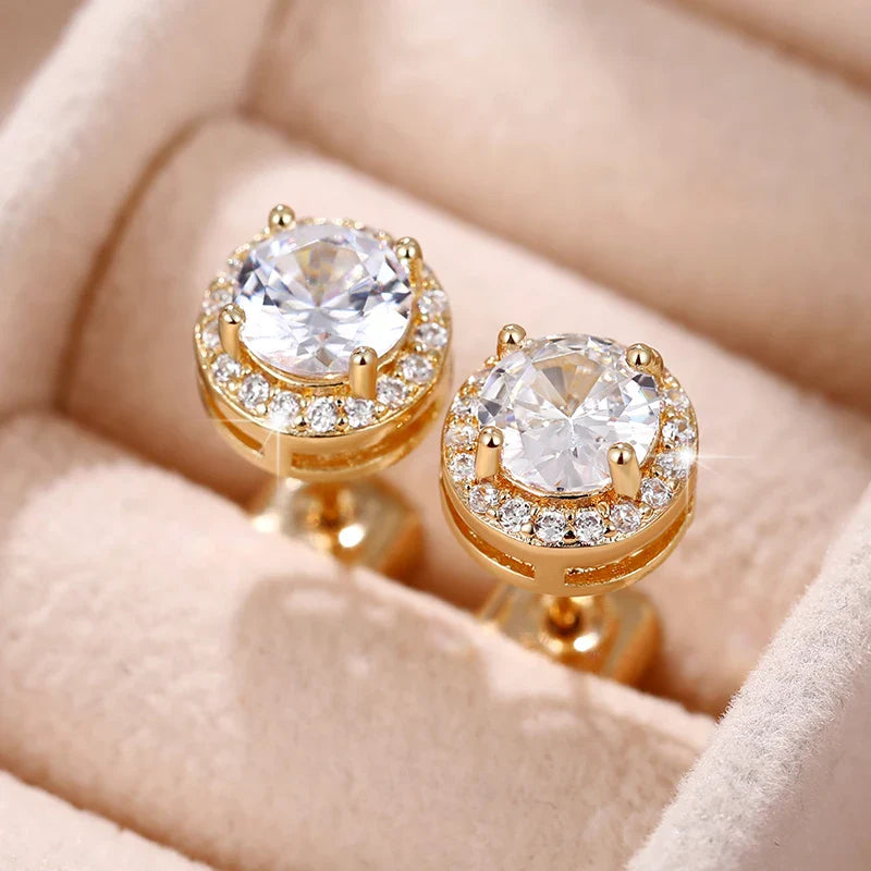 Simple Versatile Women Stud Earrings Square/Round Shaped