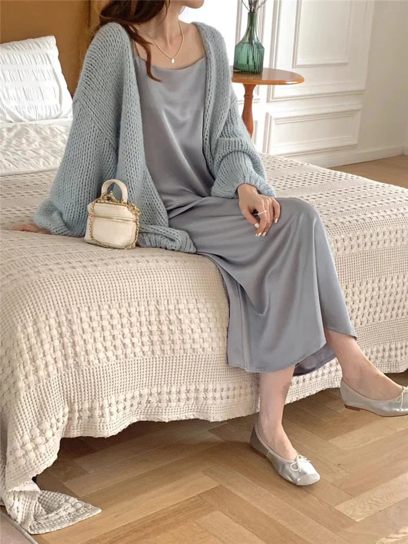 Sweet V-Neck Oversized  Fashion Knitting Cardigans  One Size