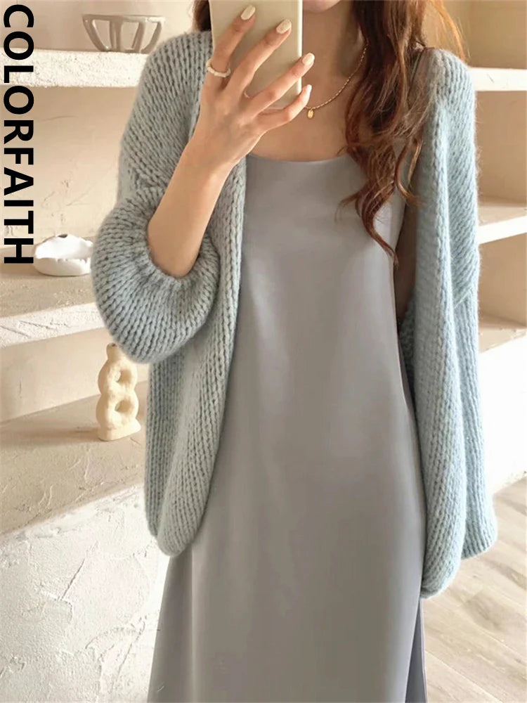 Sweet V-Neck Oversized  Fashion Knitting Cardigans  One Size