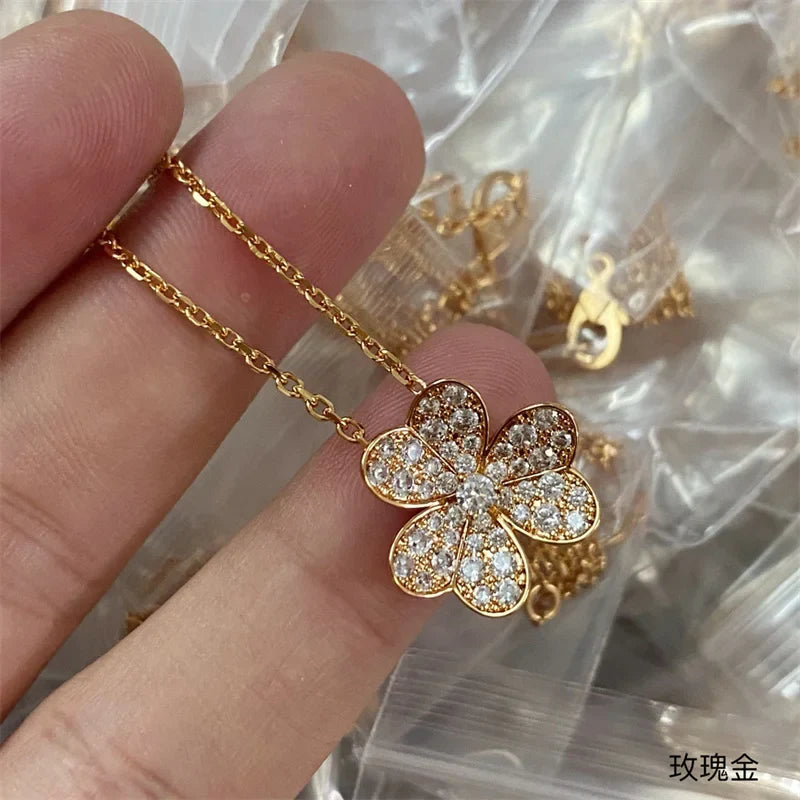 Shining CZ Clover Necklace
