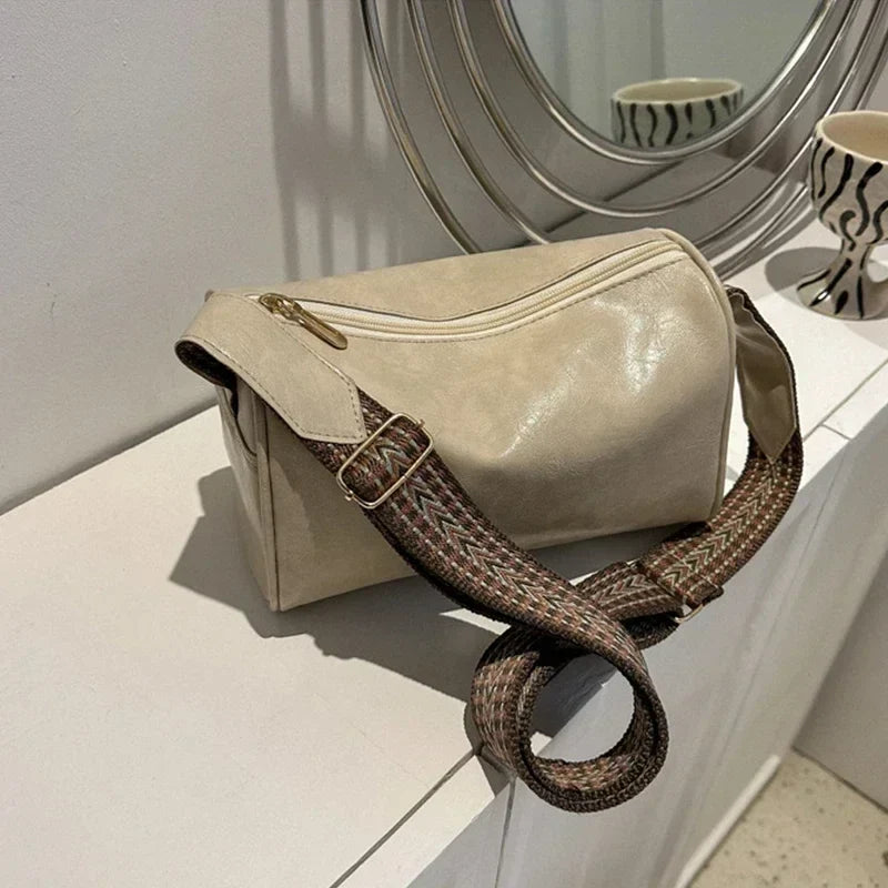 Retro Wide Strap Crossbody Bag