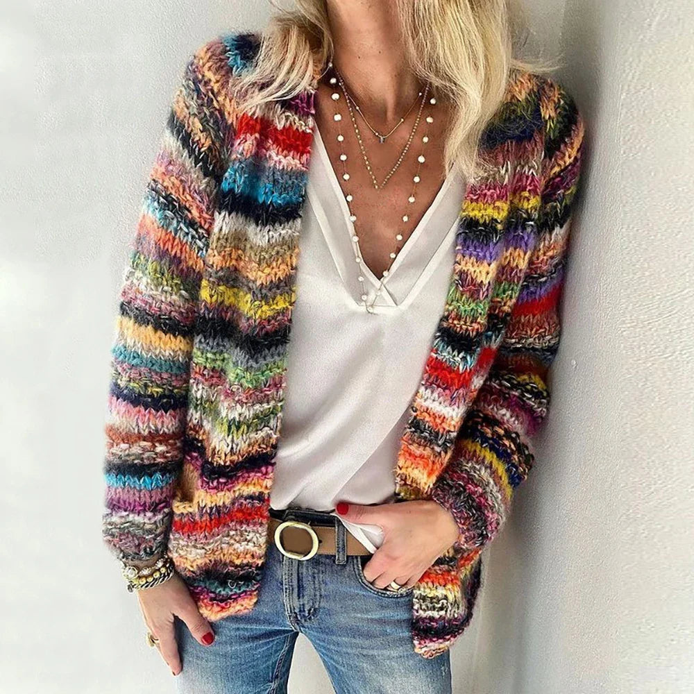 Many Colors Sweater Knitted Cardigan