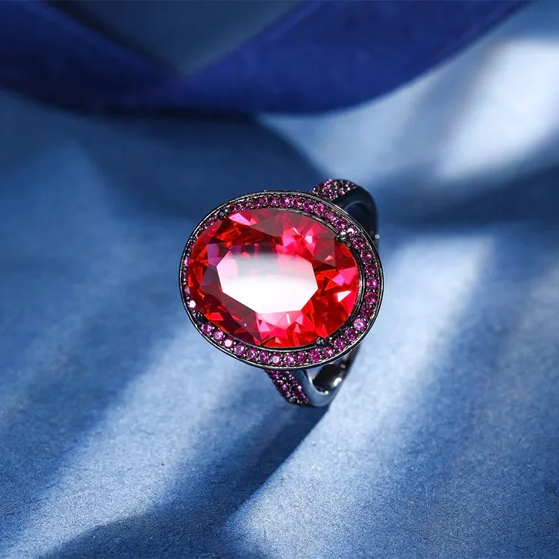 Red Corundum 18 Plated Gold Jewelry Set