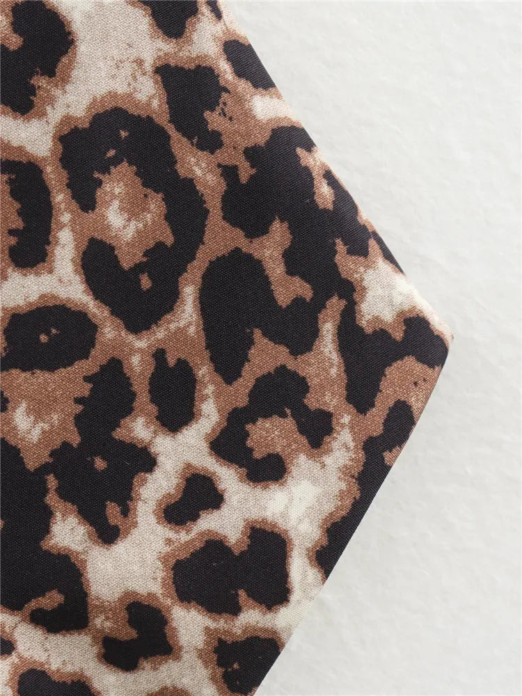 Chic Vintage Leopard Print  Sleeveless  V-Neck Slim Short Vest