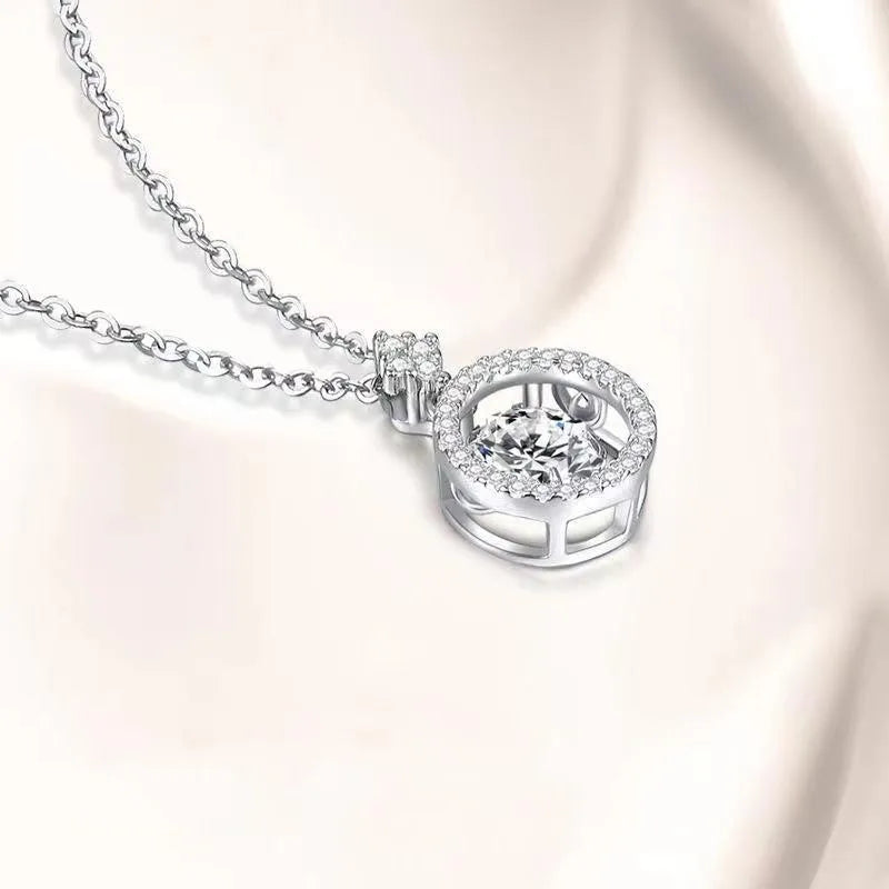 Brilliant Beating Heart 1 Carat Diamond Pendant Necklace - GRA Certified Moissanite