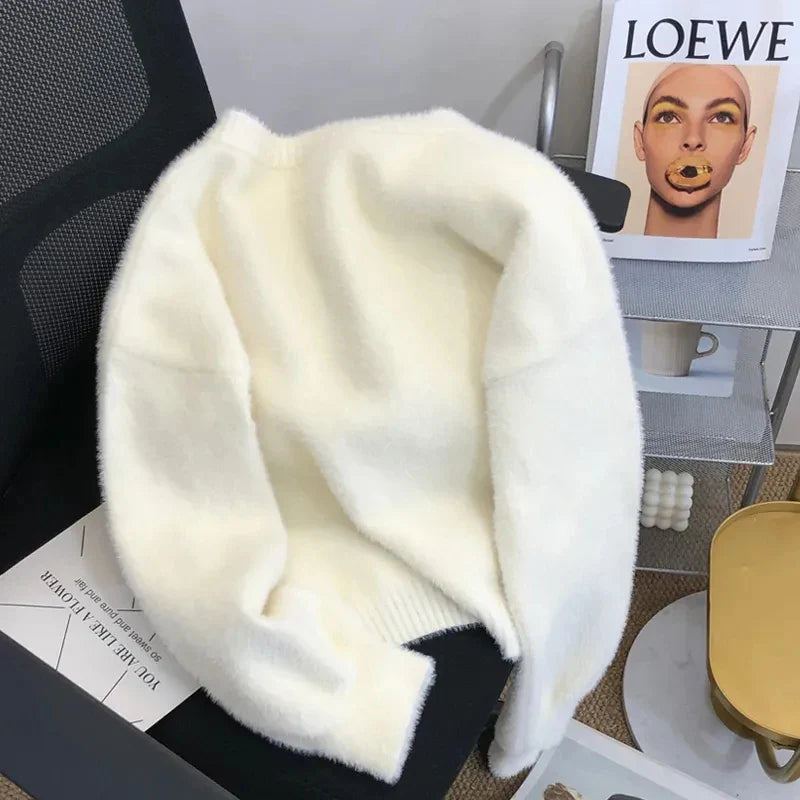 Pure Soul Faux Mink Velvet Knit Cardigan