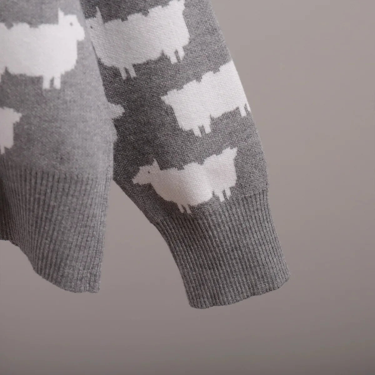 O-neck Alpaca Loose Casual Mid Length Printed Sweater