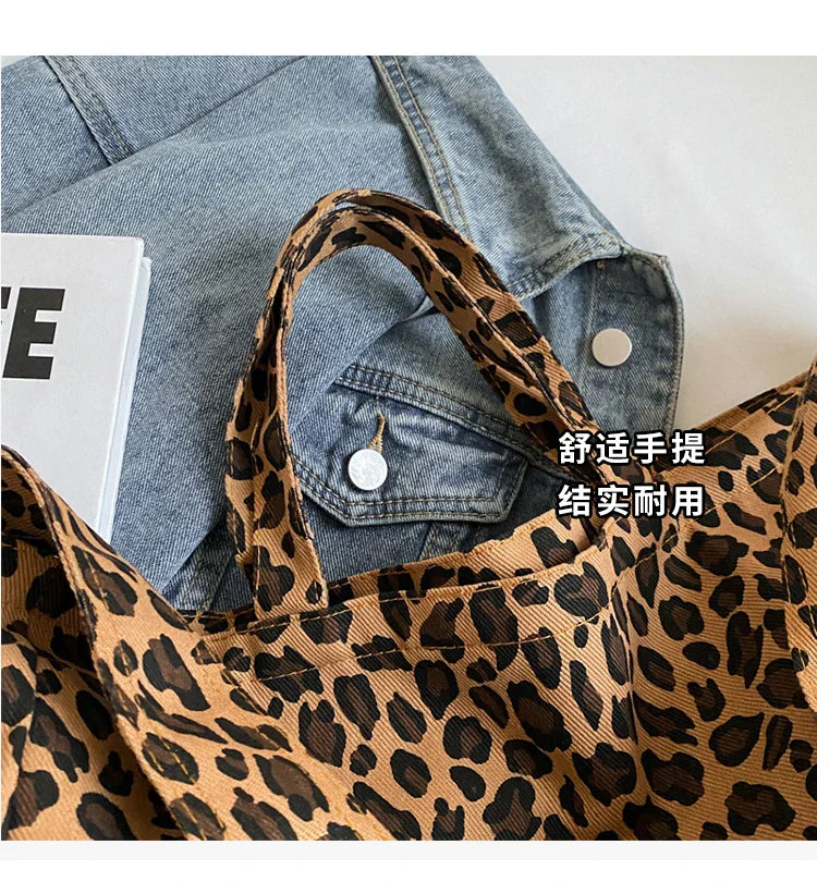 Versatile Casual Leopard Print Canvas Fashionable Crossbody Shoulder Bag