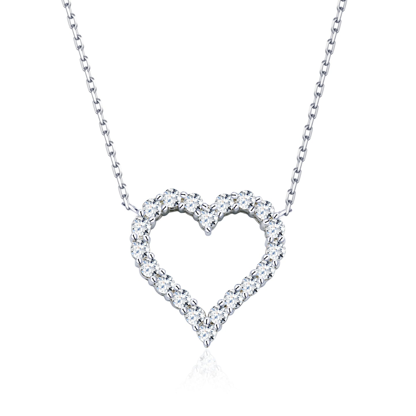 Sterling Silver Heart Shaped Pendant & Earring Moissanite Lab Diamonds Set