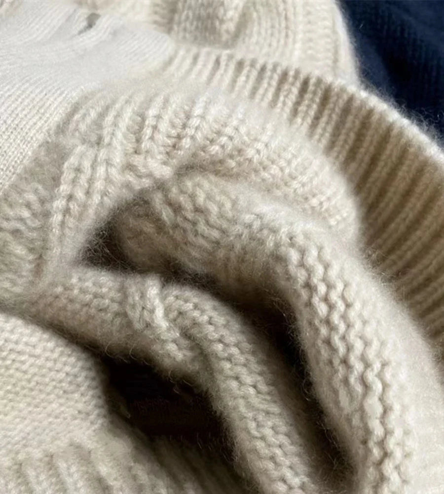 Luxurious High Neck Knit Wool Zippered Cardigan Sweater Jacket