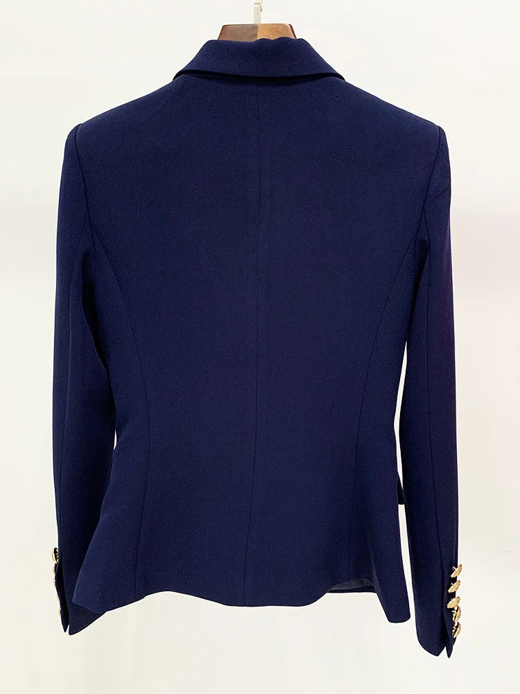 Blue Classic Slim Design Jacket with Gold  Lion Buttons