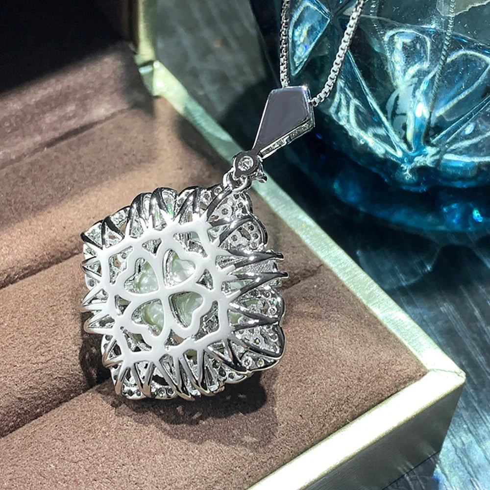 Large Pearl Pendant Necklace & Earrings Set