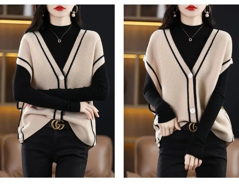 Versatile  V-neck Knitted Cardigan Vest
