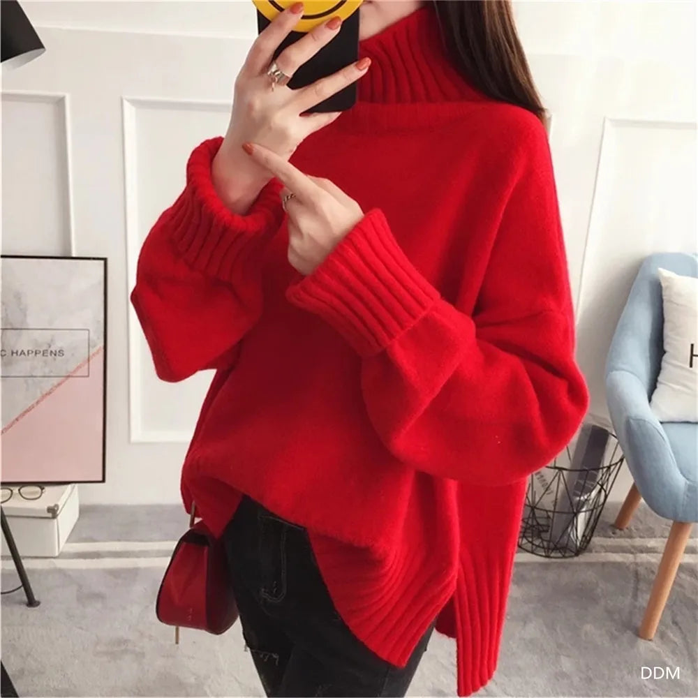 Fabulous Turtleneck  Knit Loose Sweater with Sleeves