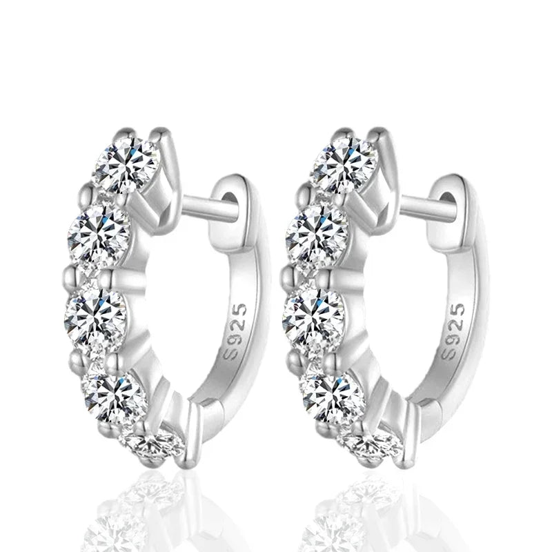 GRA Certified Elegant 3mm Moissanite Earrings 925 Sterling Silver or Gold Hoop Earrings.