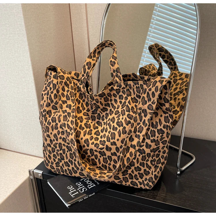 Versatile Casual Leopard Print Canvas Fashionable Crossbody Shoulder Bag