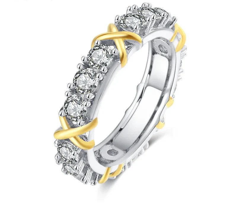 Dazzling Moissanite Two Tone Lab Diamond Jewelry Set