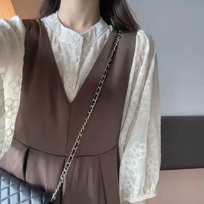 Leisure  French Vintage V-neck Strap Dresses