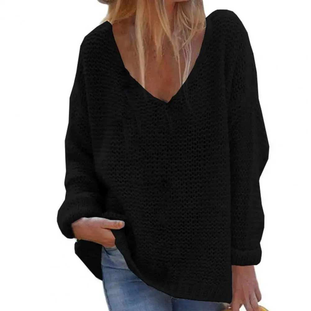 Trendy  Loose Fit V-Neck Sweater Knitted Top