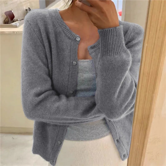 Perfect Fit  Knitted  Cardigan  Single Breasted  with Long Sleeve