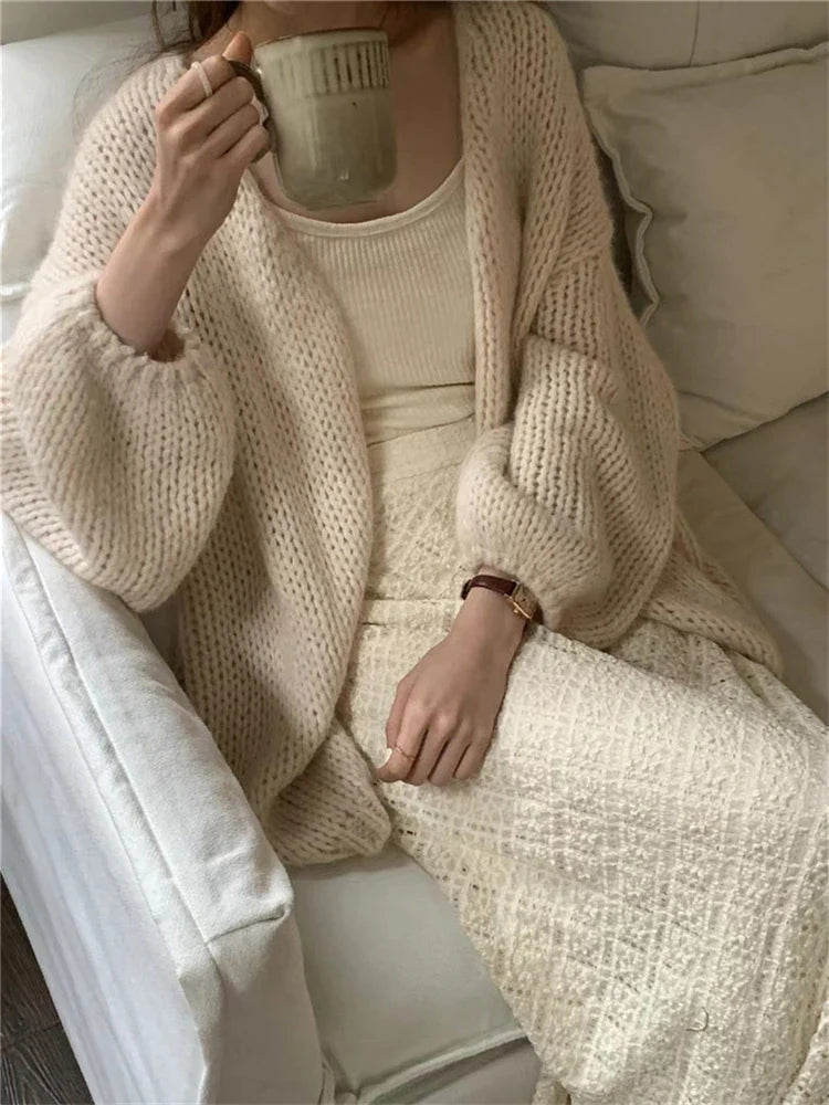 Sweet V-Neck Oversized  Fashion Knitting Cardigans  One Size