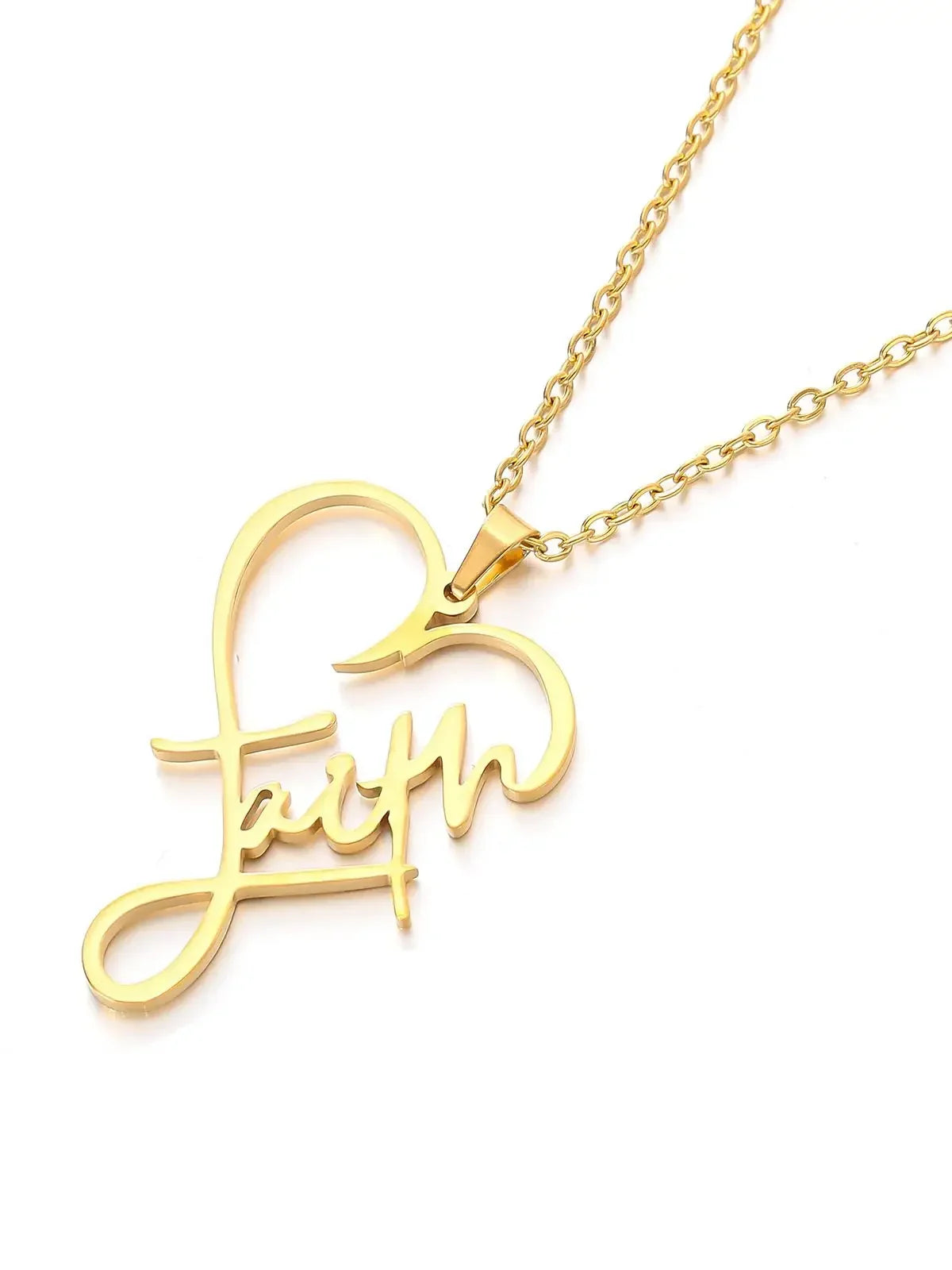 Religious Christian Faith Heart Necklace