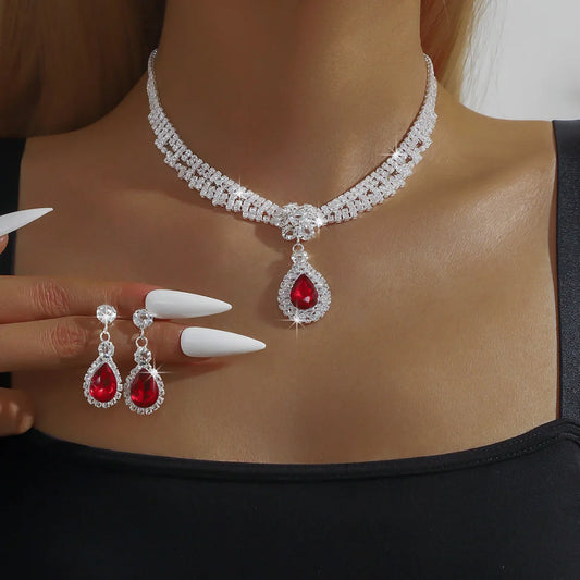 3 Piece Water Drop Necklace & Earrings Jewelry Set