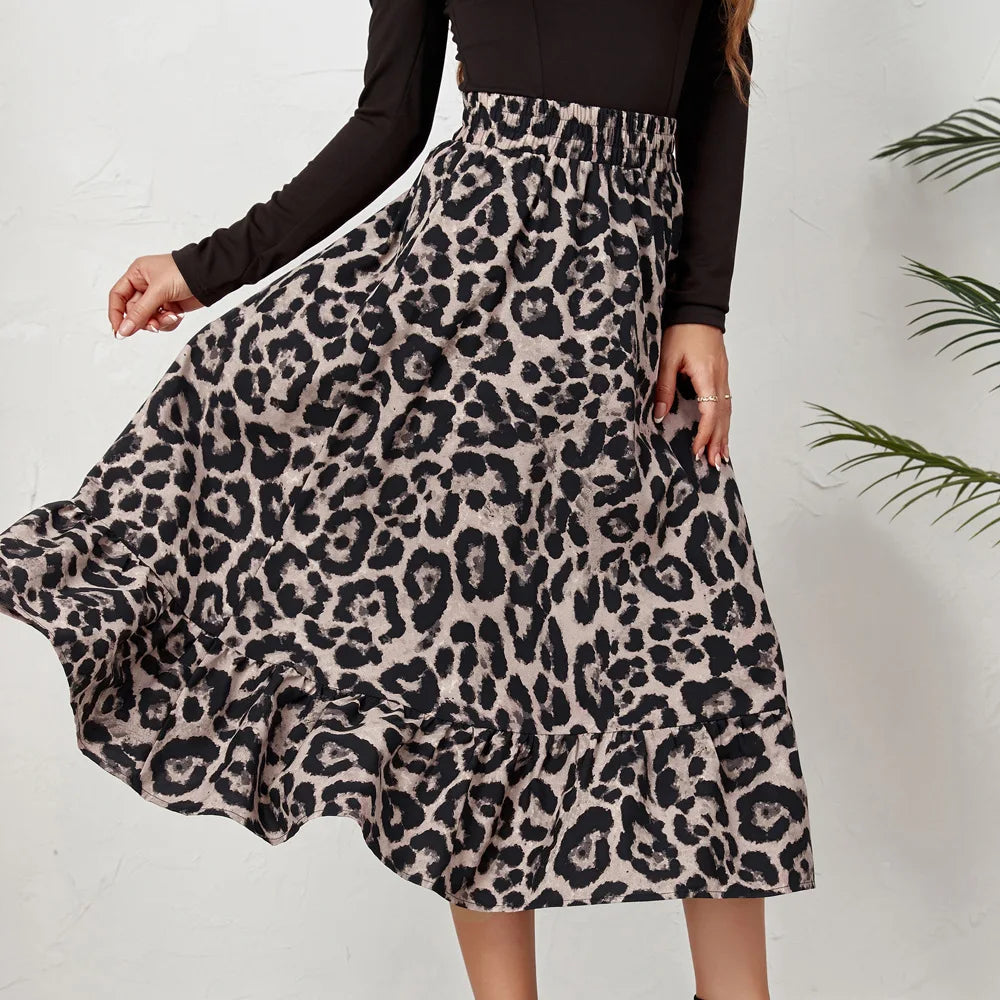 Wildy Poised High Waist Animal Print Skirt